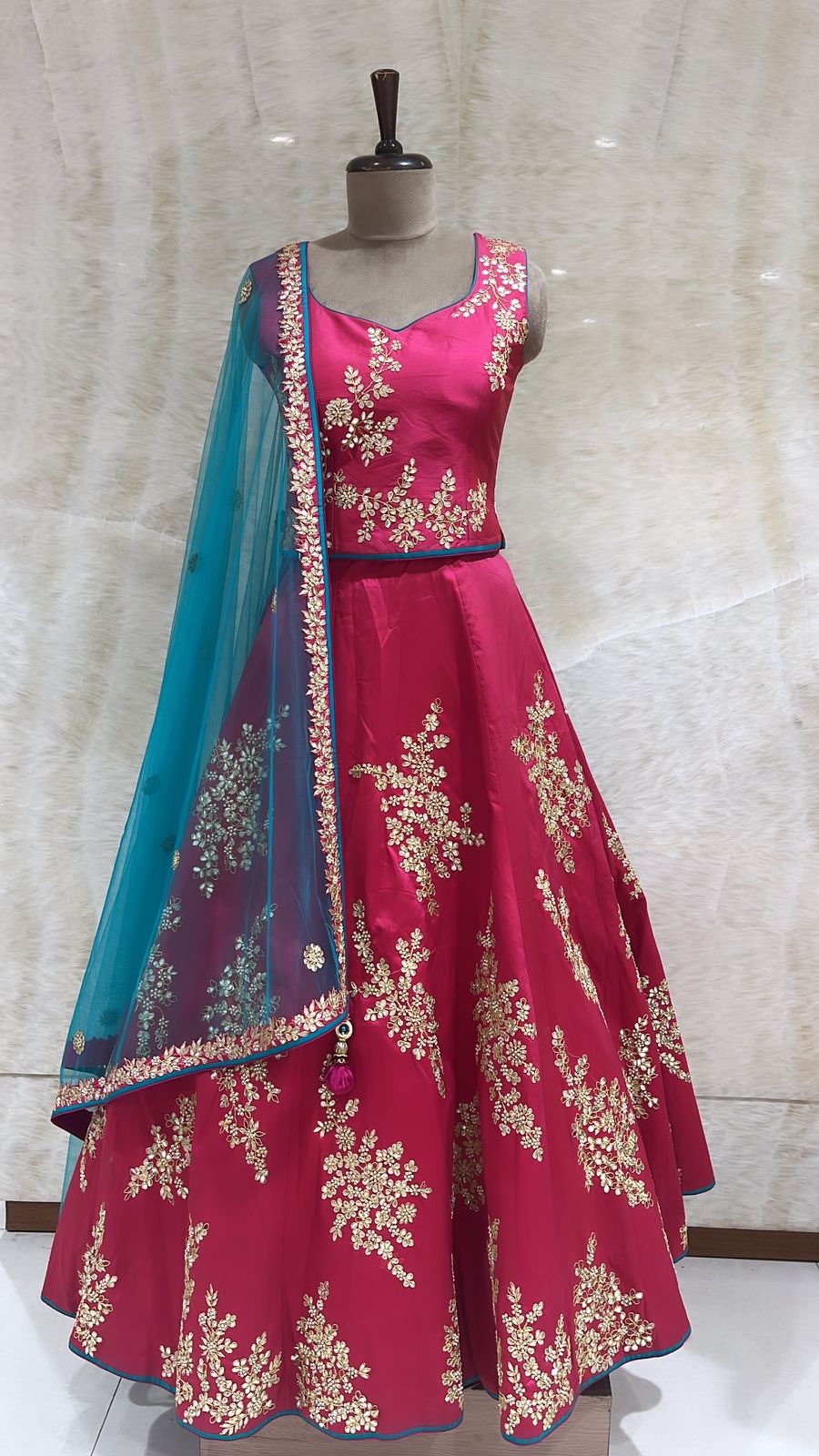 Pink Perfection: Hot Pink Embellished Readymade Lehenga Set