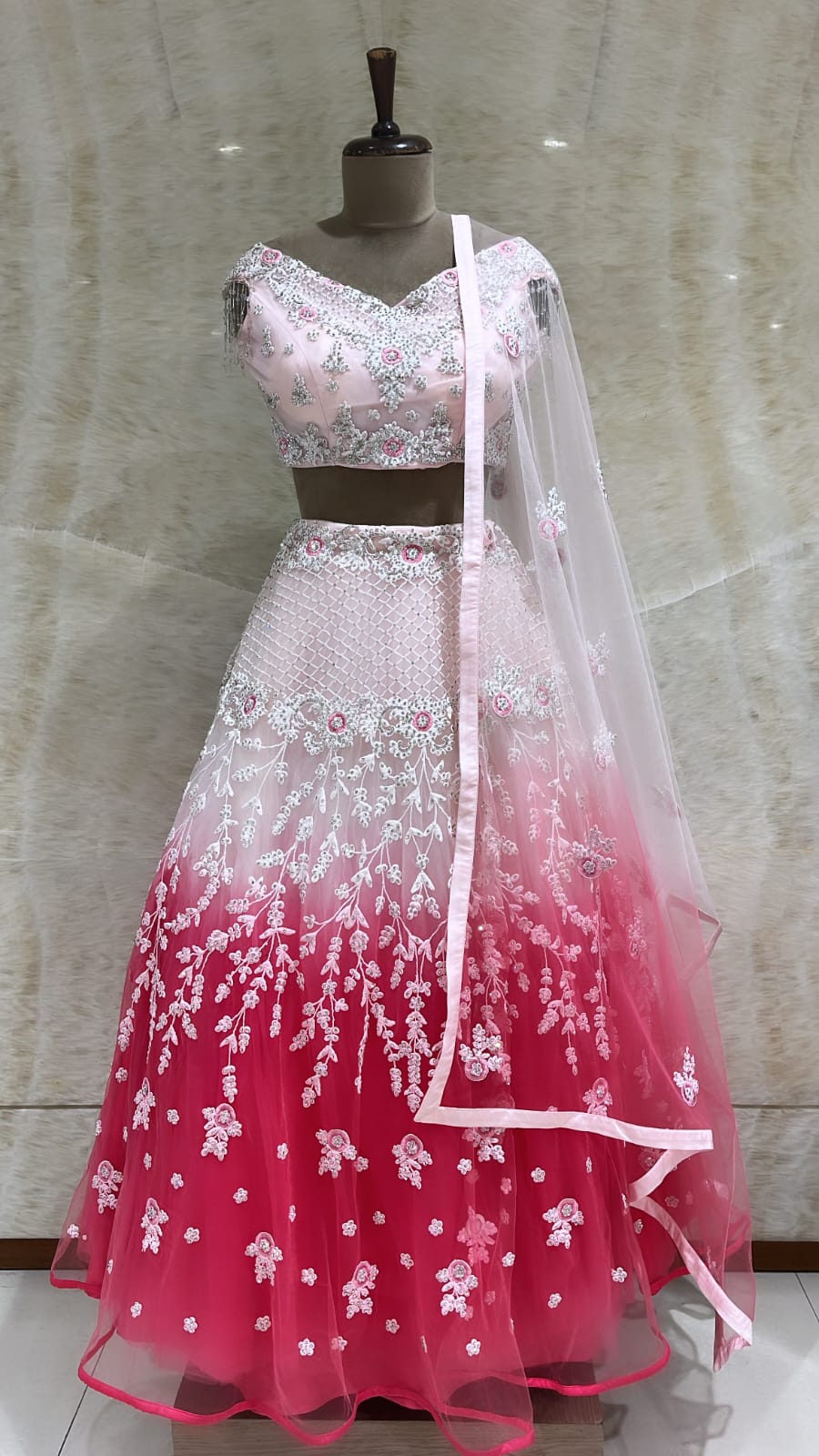 Regal Splendor: Embroidered Readymade Lehenga Ensemble