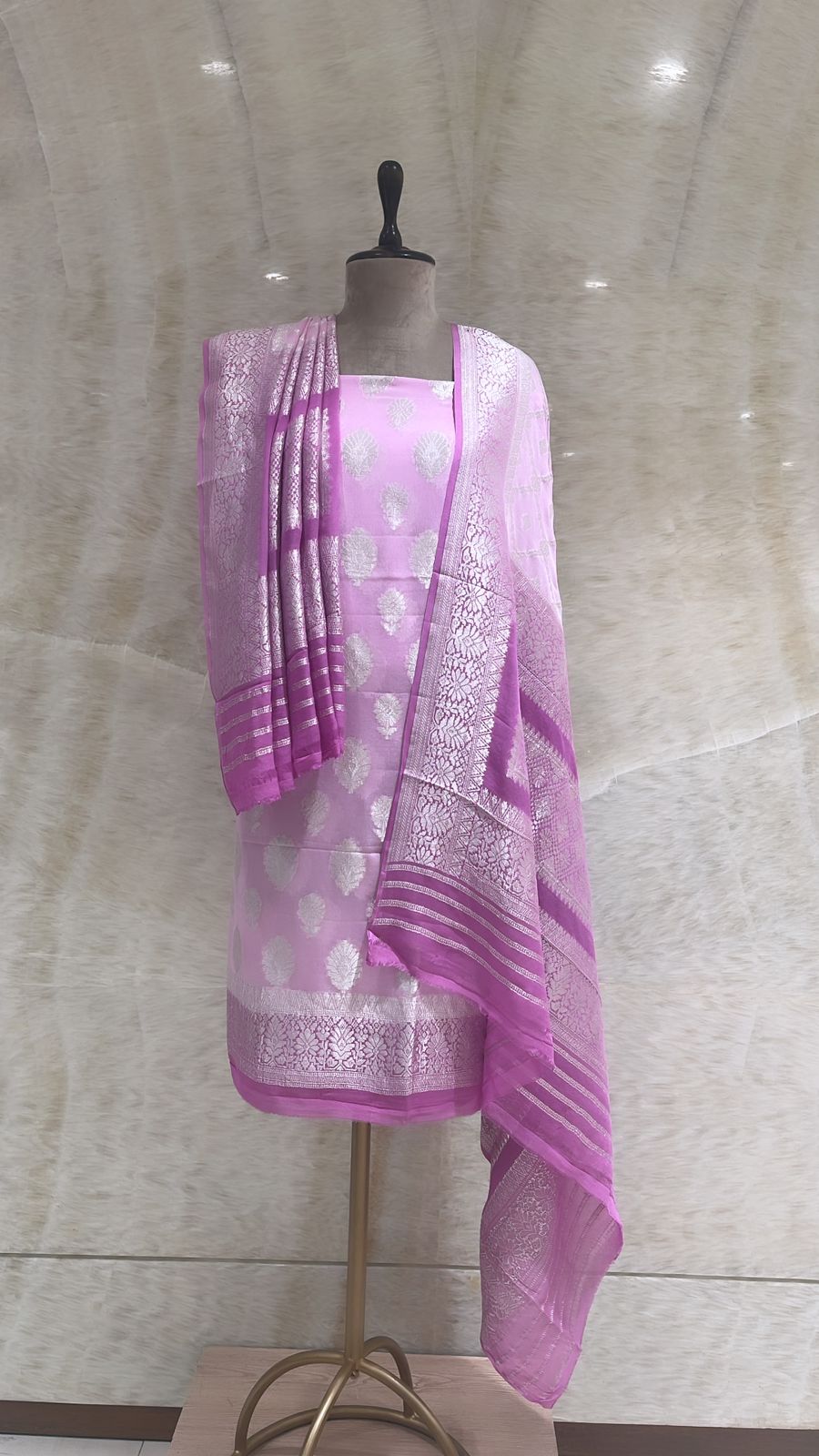Handwoven Purple Banarasi Silk Suit Piece