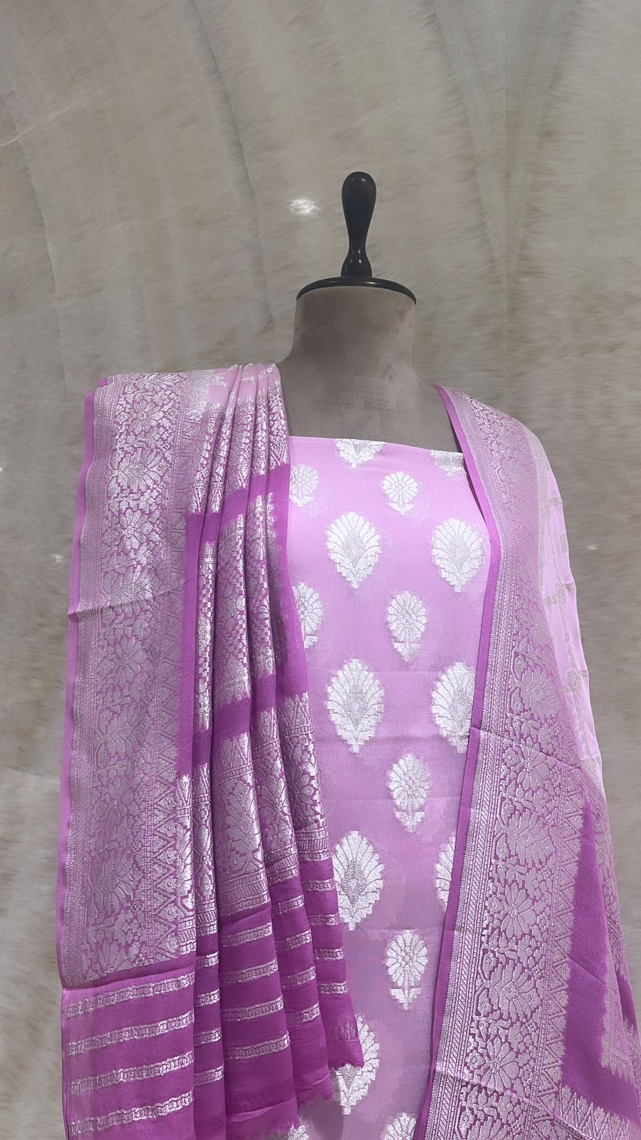 Handwoven Purple Banarasi Silk Suit Piece