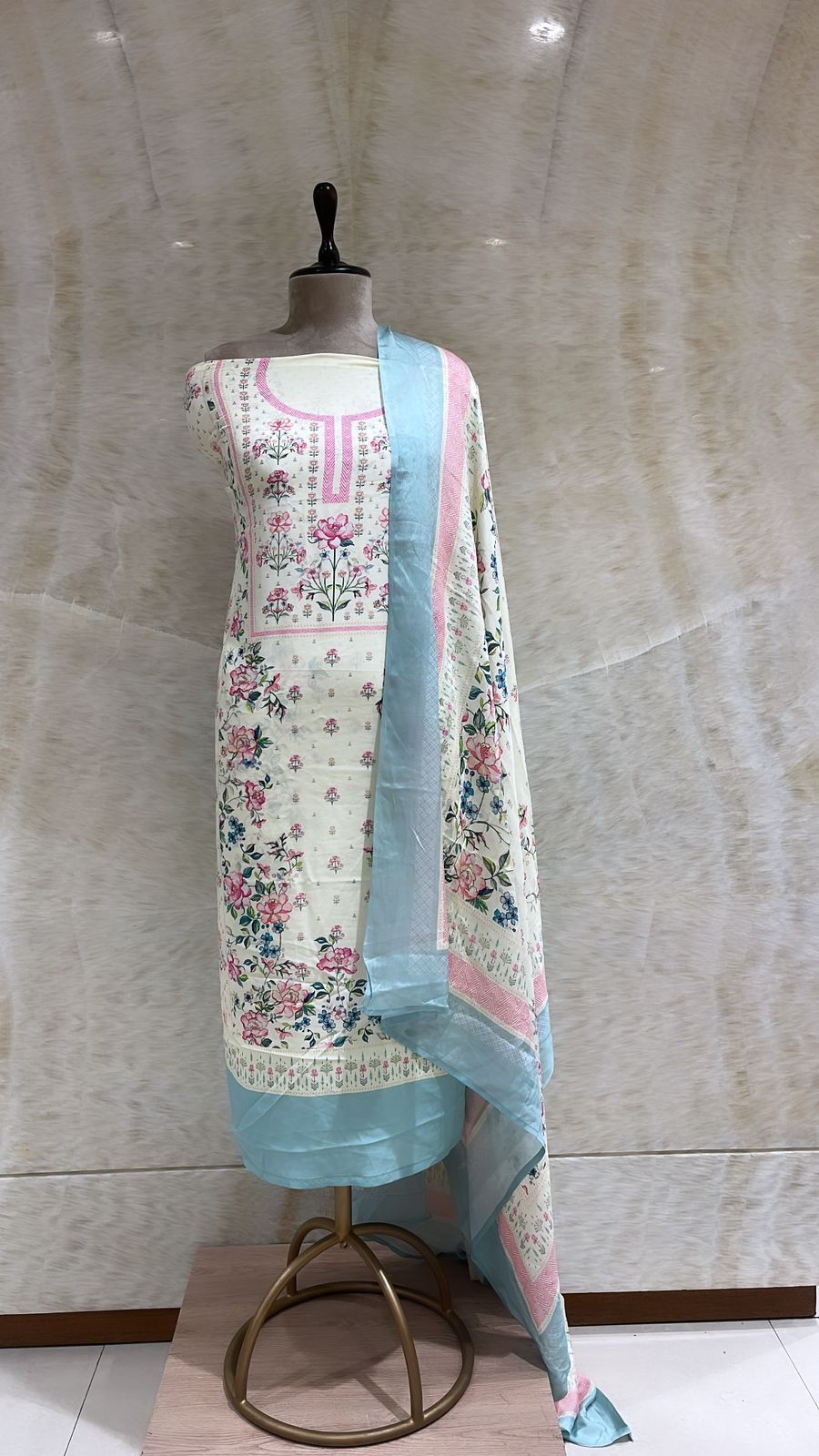 Handwoven Cream Crape Suit Piece