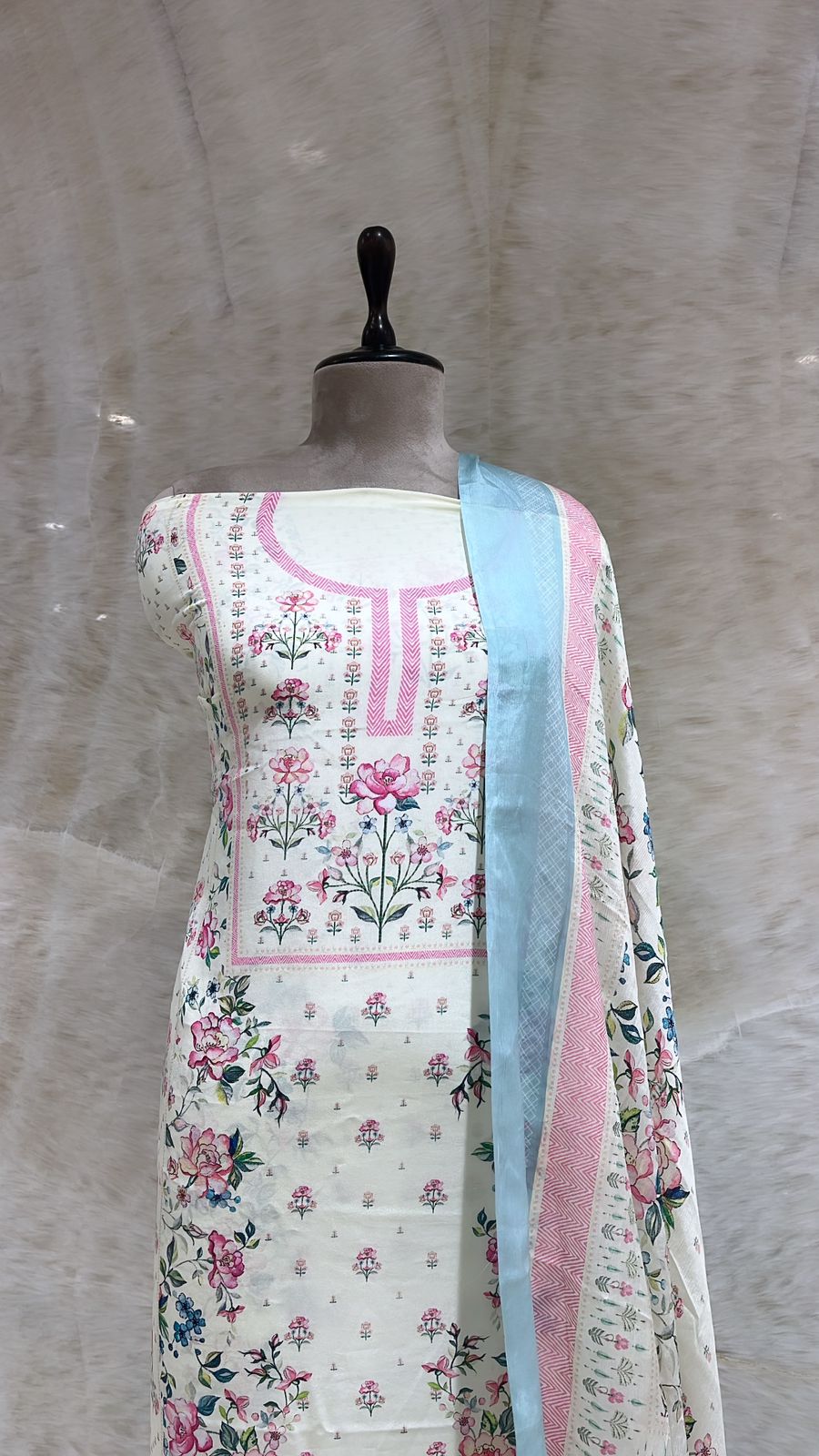 Handwoven Cream Crape Suit Piece