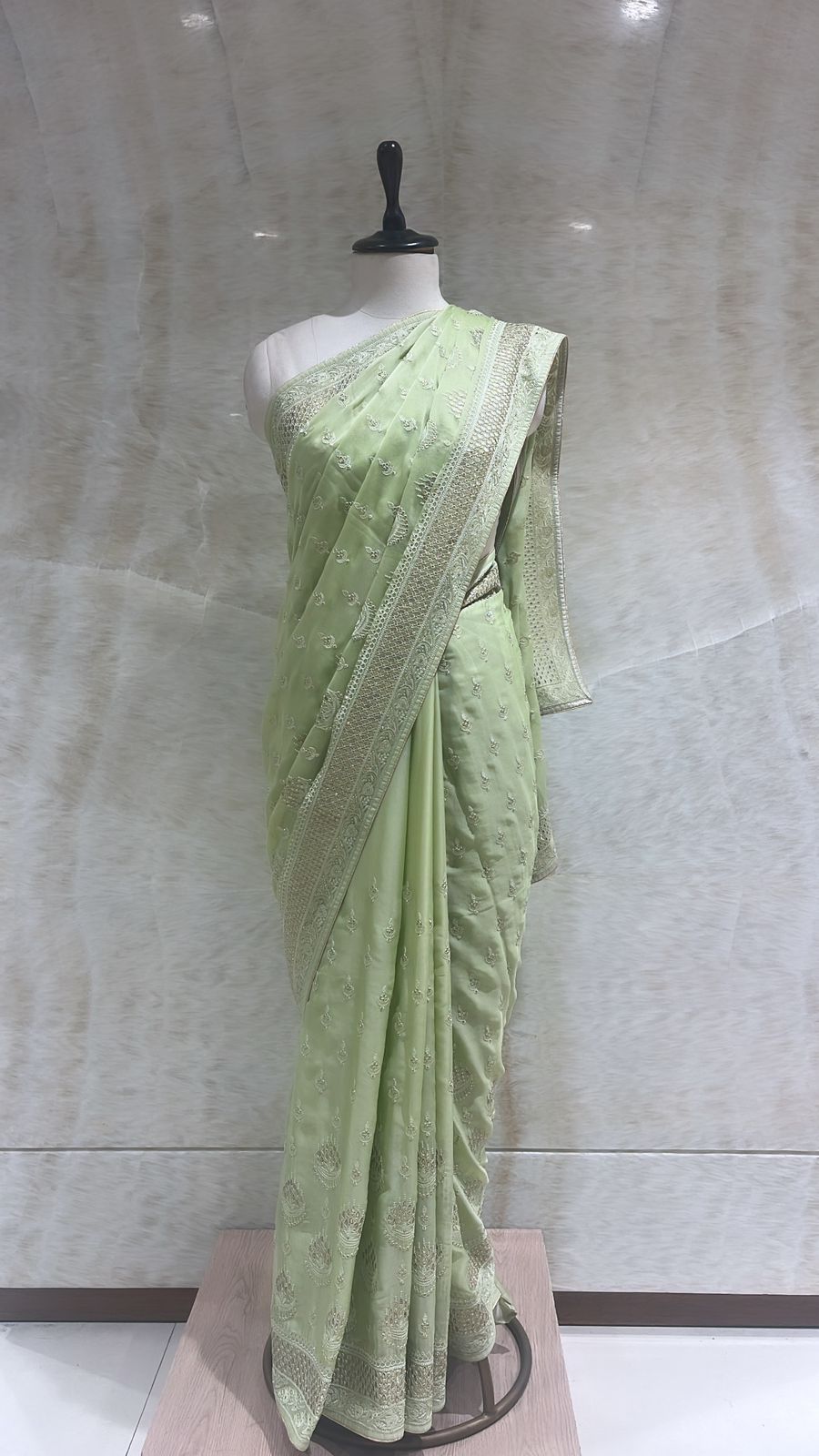 Sea Green Gota Patti Embroidered Saree For Women