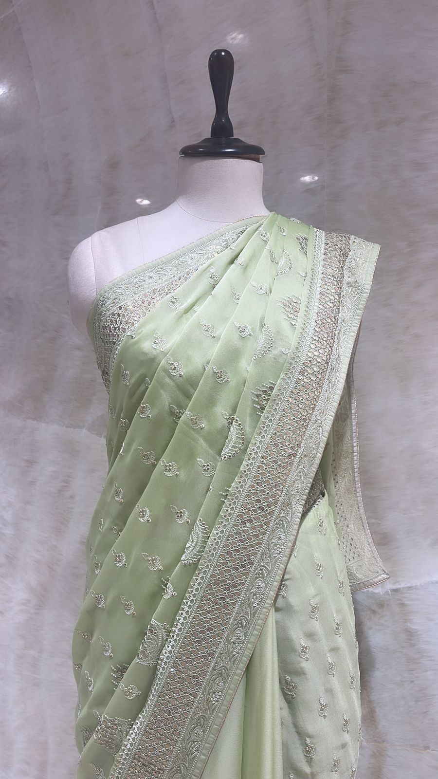 Sea Green Gota Patti Embroidered Saree For Women