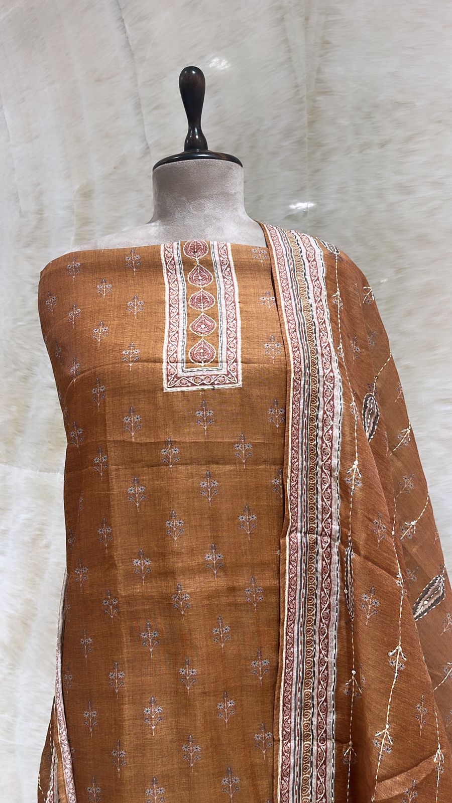Handwoven Mustard Chanderi Cotton Suit Piece