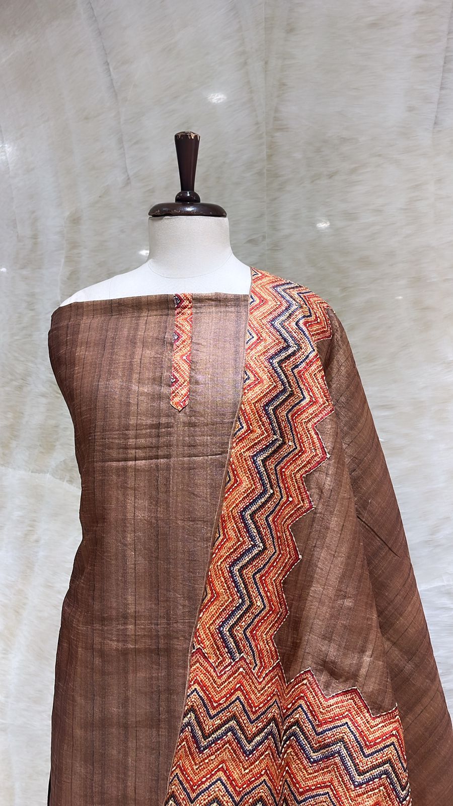 Handwoven Brown Cotton Suit Piece