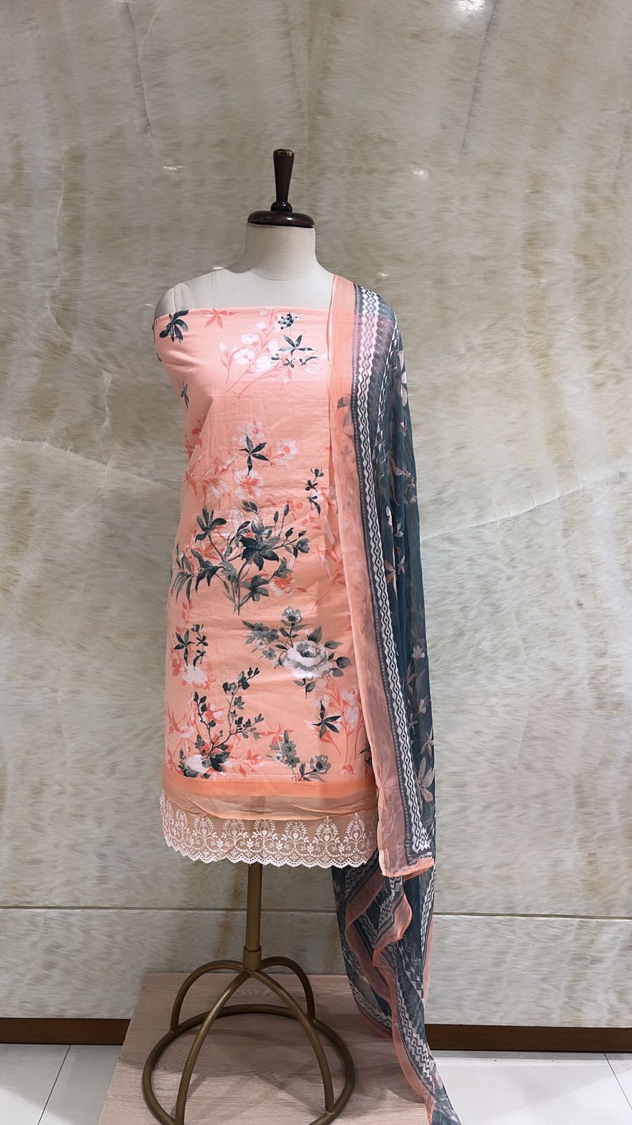 Handwoven Peach Cotton Suit Piece