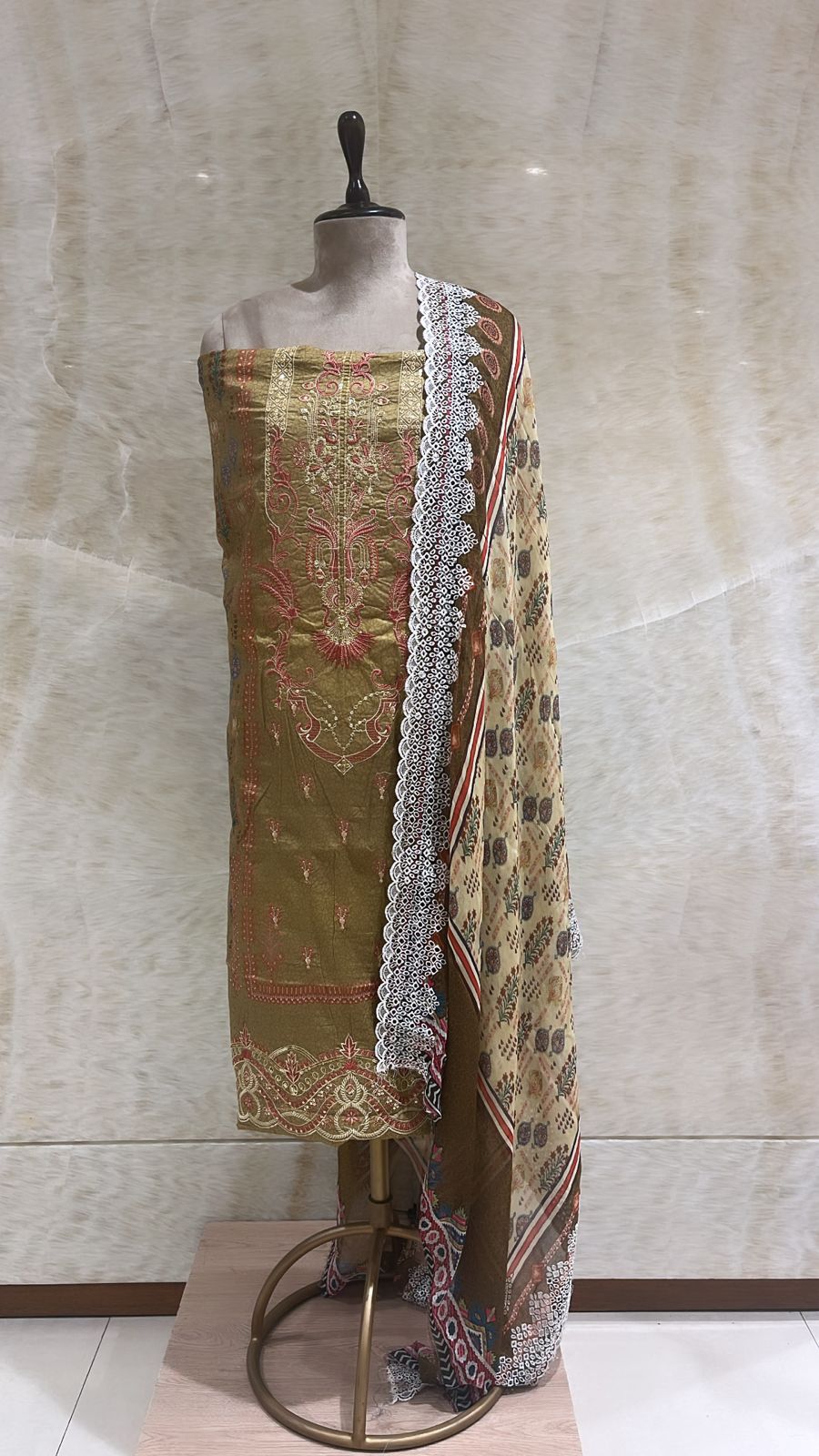 Handwoven Green Cotton Suit Piece