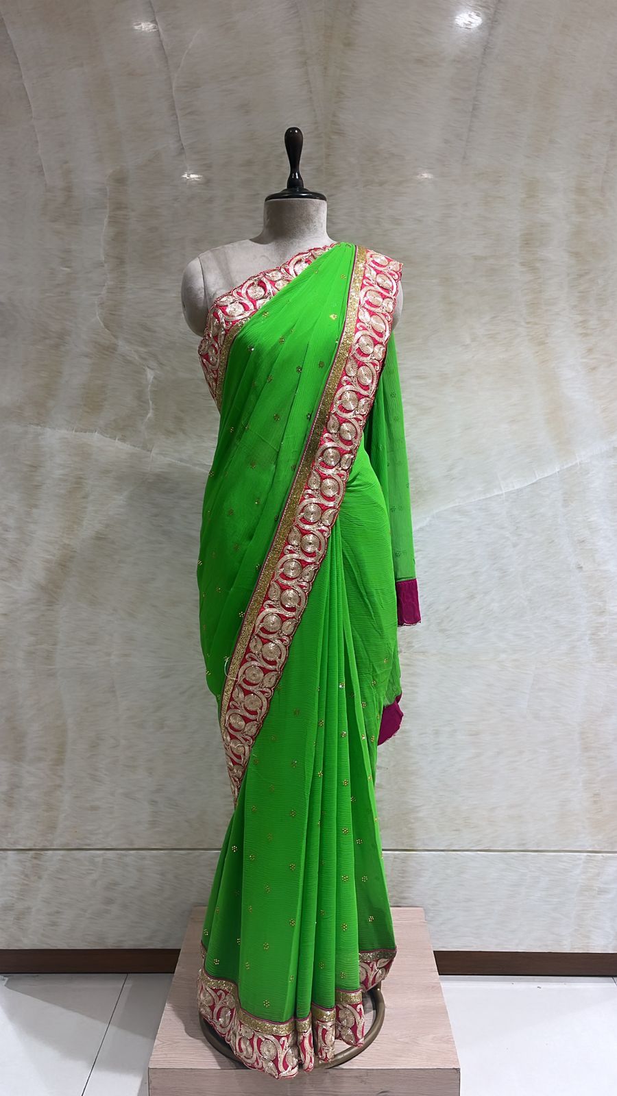 Parrot Cut Dana & Tilla Embroidered Saree For Women