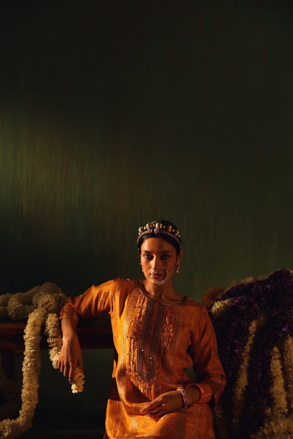 YELLOW DOLA JACQUARD STRAIGHT FIT SUIT SET (WITH PANTS AND DUPATTA)