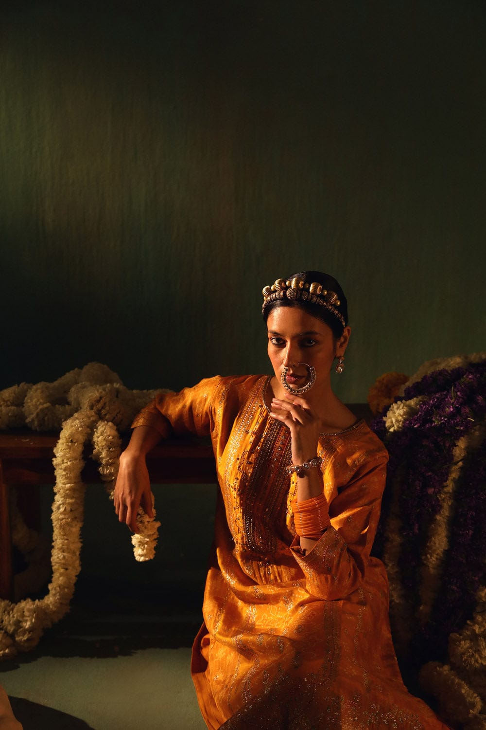 YELLOW DOLA JACQUARD STRAIGHT FIT SUIT SET (WITH PANTS AND DUPATTA)