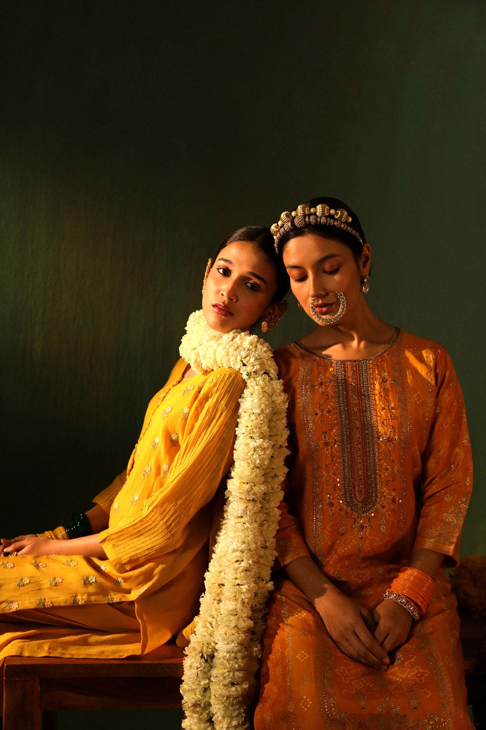 YELLOW DOLA JACQUARD STRAIGHT FIT SUIT SET (WITH PANTS AND DUPATTA)