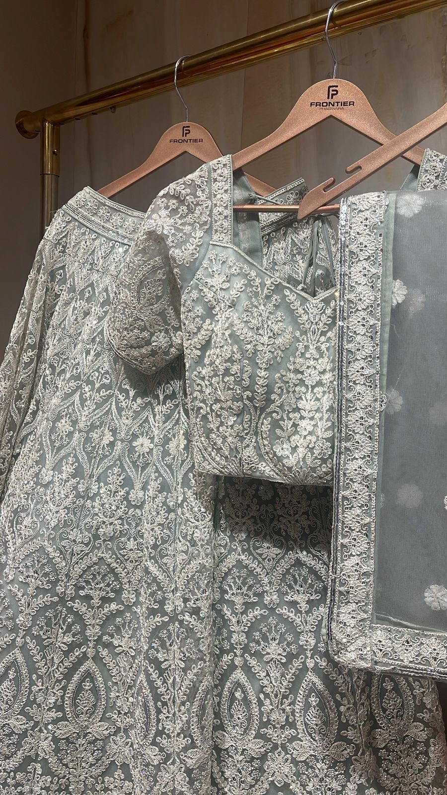 Dazzling Silver Grey Readymade Lehnga Set