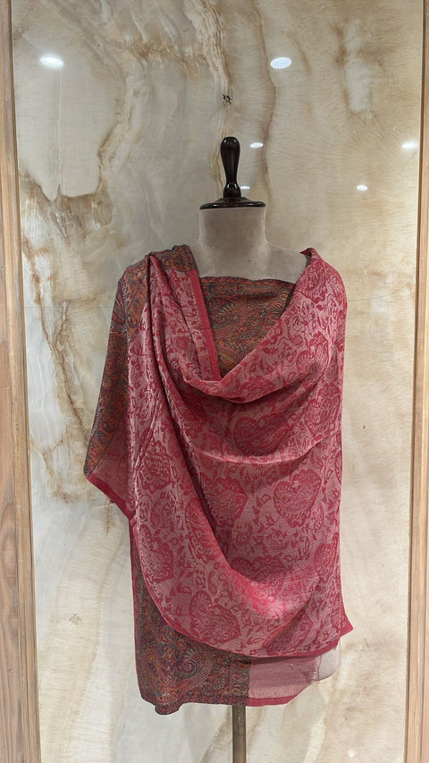 Handloom Jamwar Coral Pink Shawl