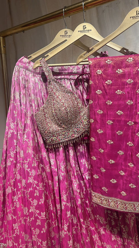 Sophisticated Fuchsia Pink Readymade Lehnga Choli Set