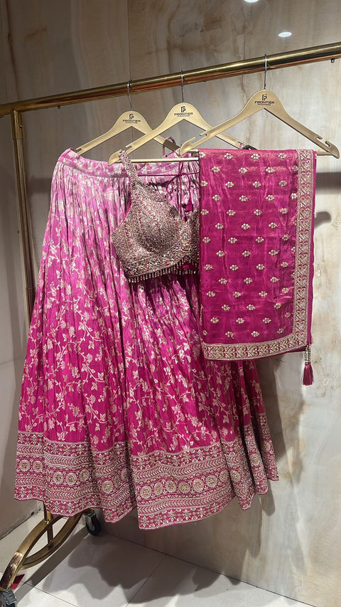 Sophisticated Fuchsia Pink Readymade Lehnga Choli Set