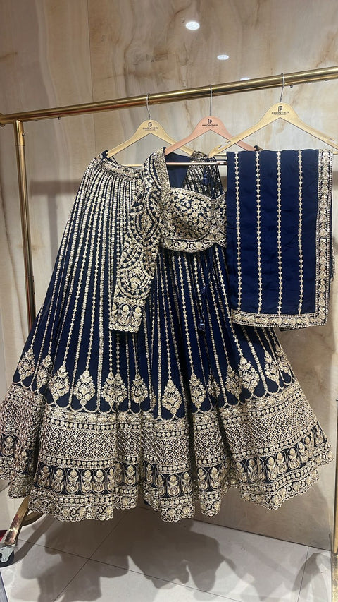 Enchanting Navy Blue Readymade Lehnga Choli Set