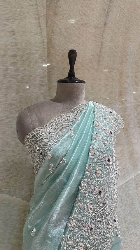 Dazzling Sky Blue Saree.