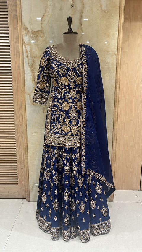 Readymade Sapphire Blue Shrara Suit