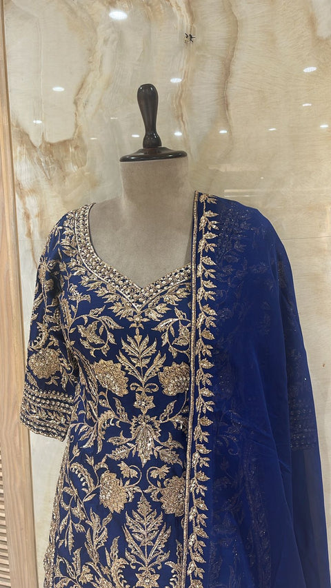 Readymade Sapphire Blue Shrara Suit