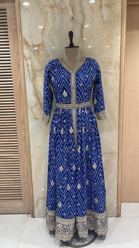 Elegant Royal Blue Readymade Anarkali Suit