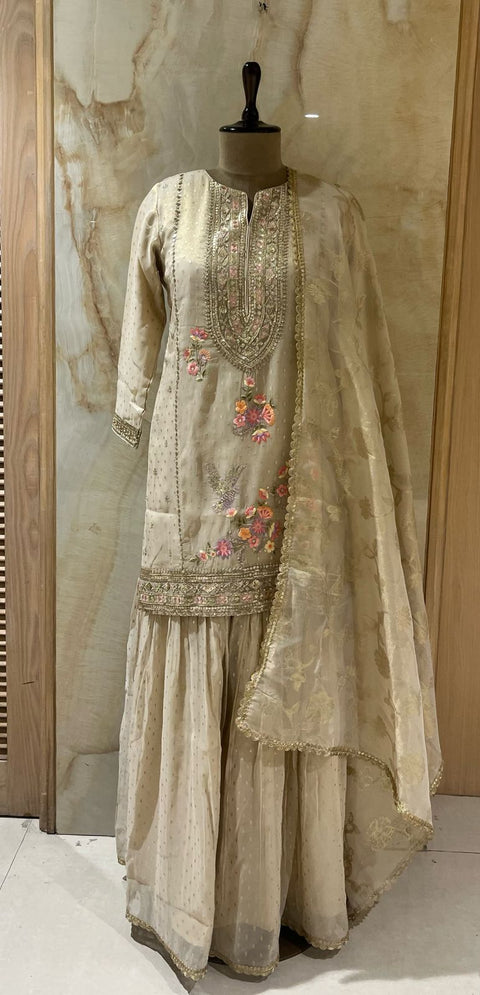 Readymade Off-White Sharara Suit Set