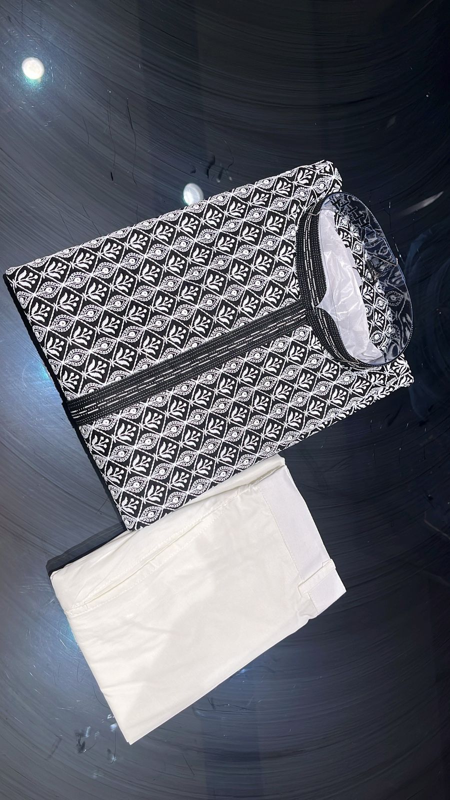 Readymade Black Embroidered Trouser Kurta Set