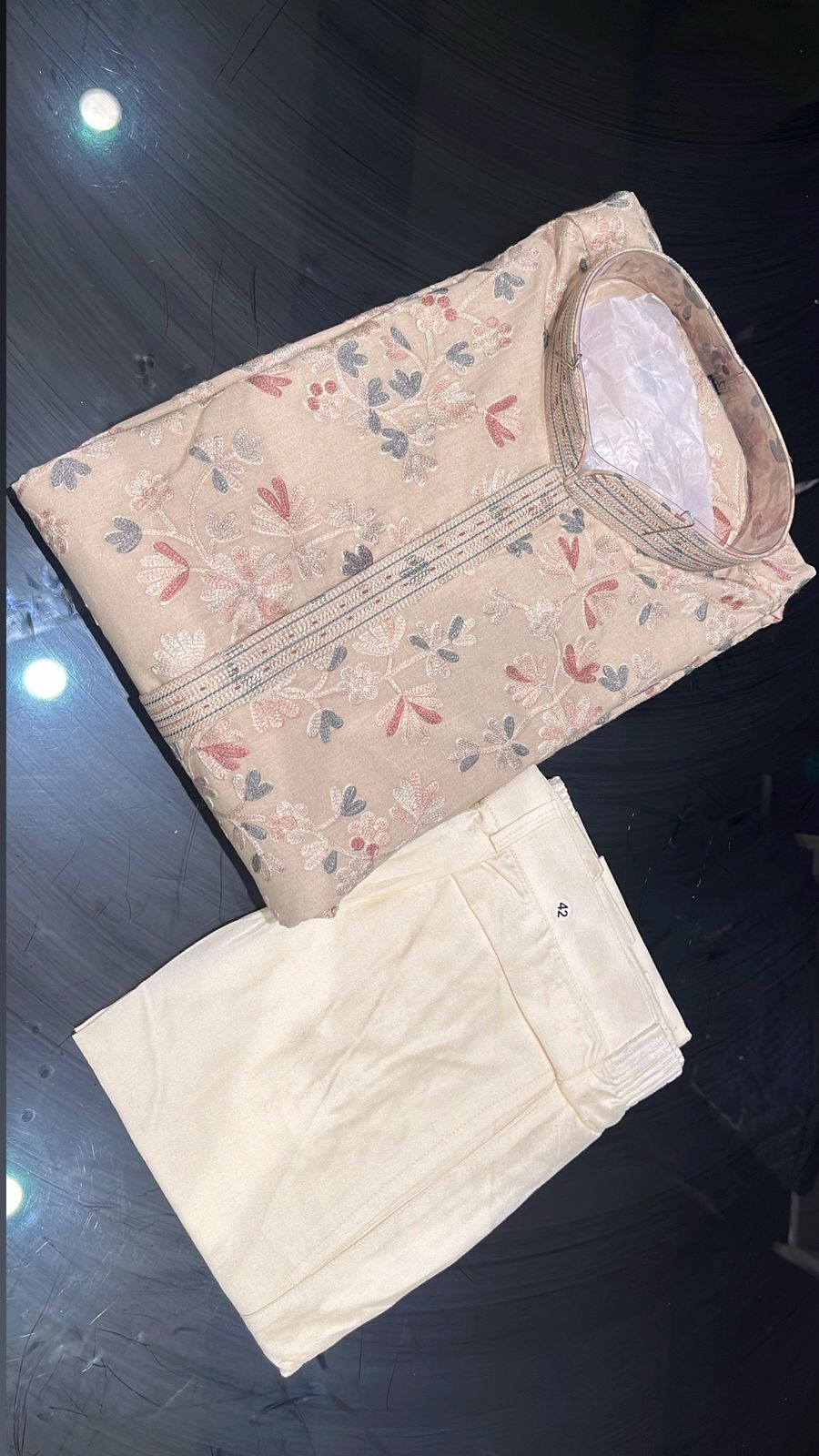 Dazzling Light Beige Kurta Trouser Set