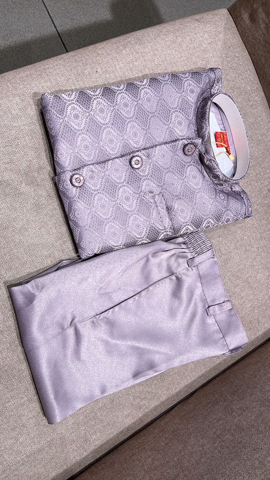 Gray Kurta With Waistcoat Set