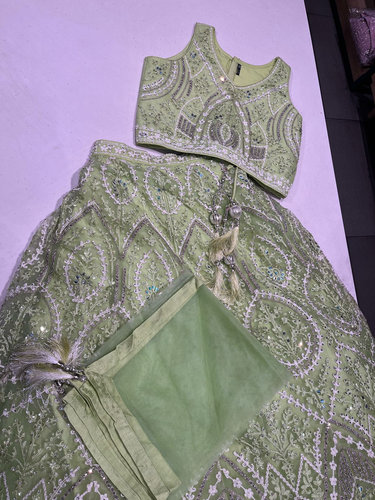 Intricate Pistachio Green Lehenga Choli Set