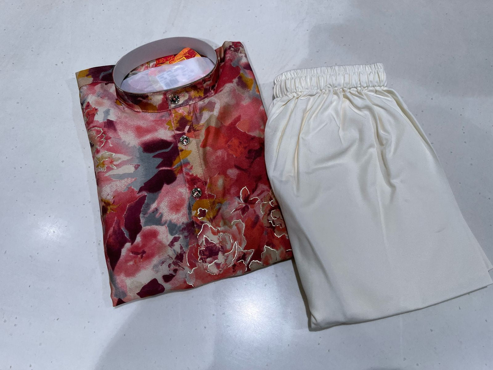 Floral Printed Multi-Color Trouser Kurta Set For KIds