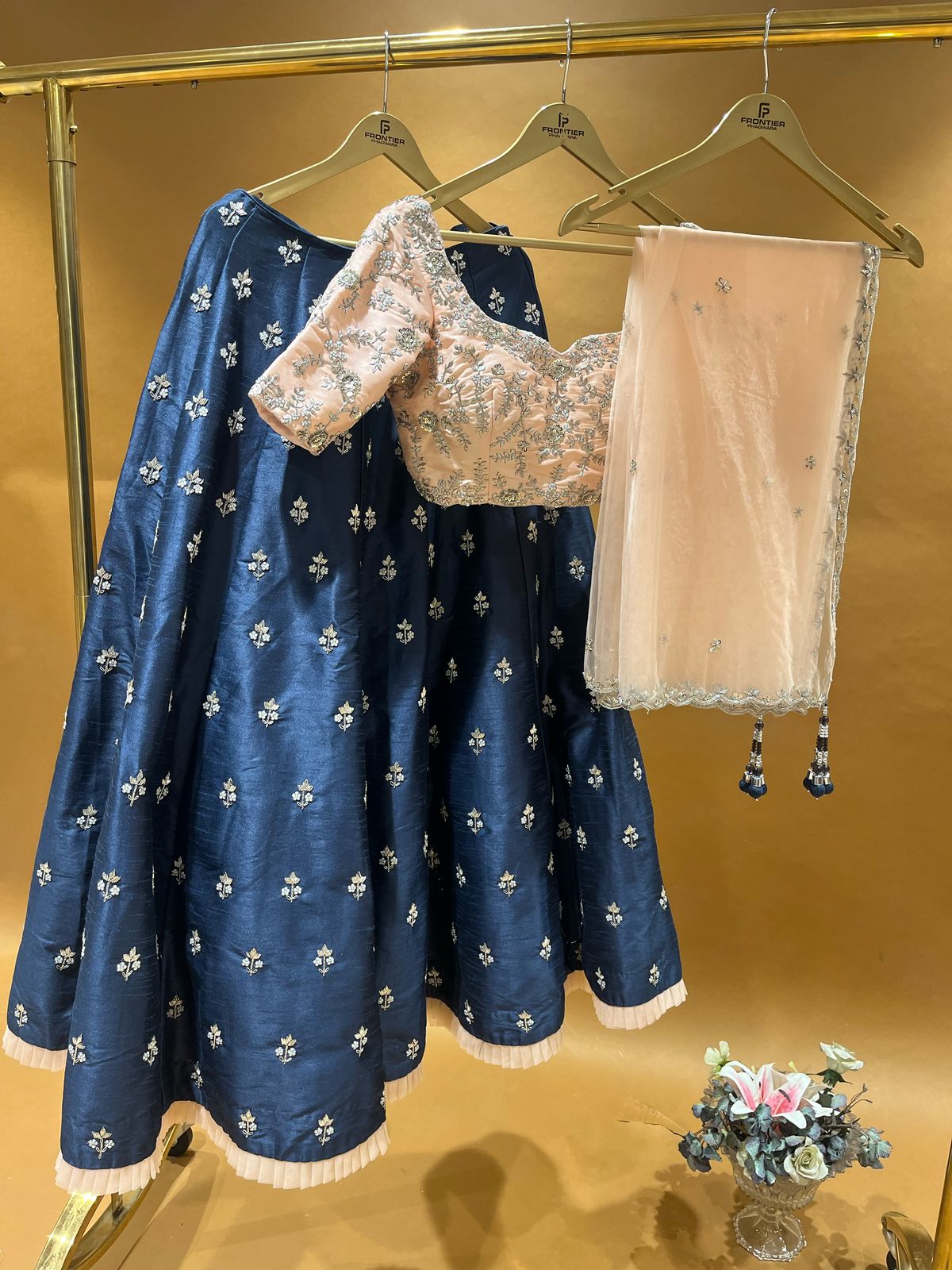 Readymade Navy Blue Lehenga Choli Set