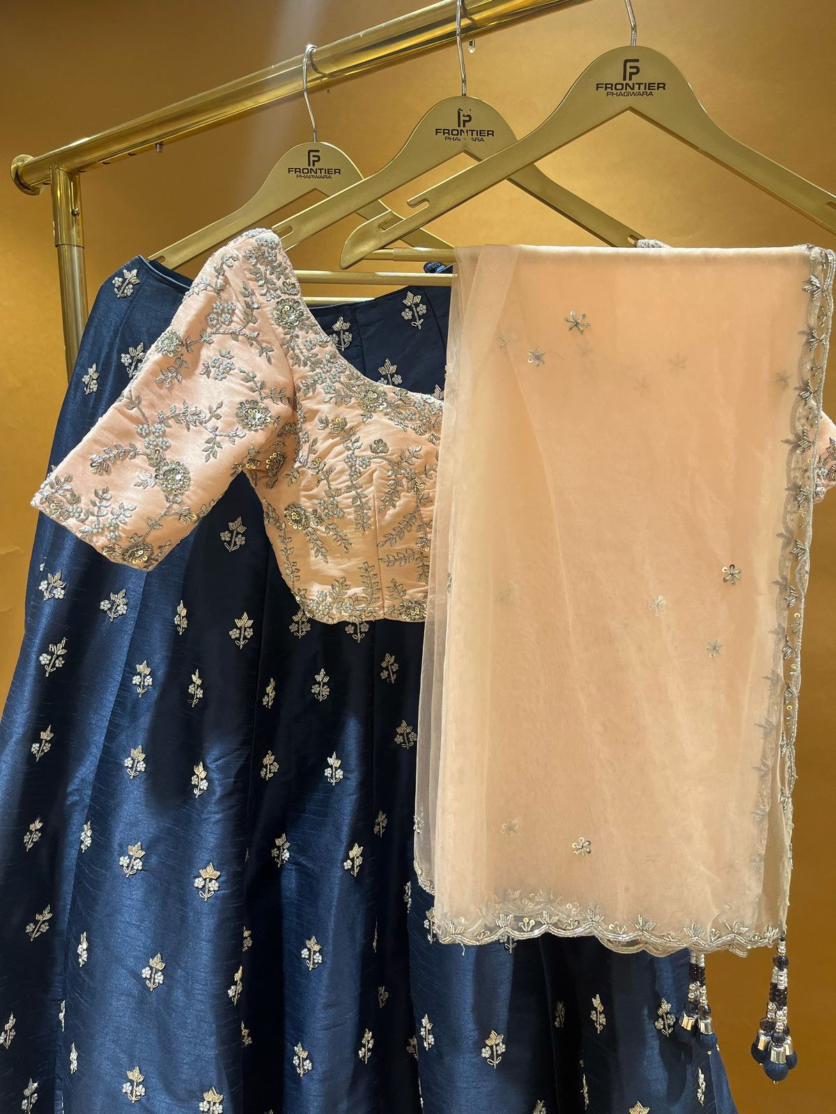 Readymade Navy Blue Lehenga Choli Set