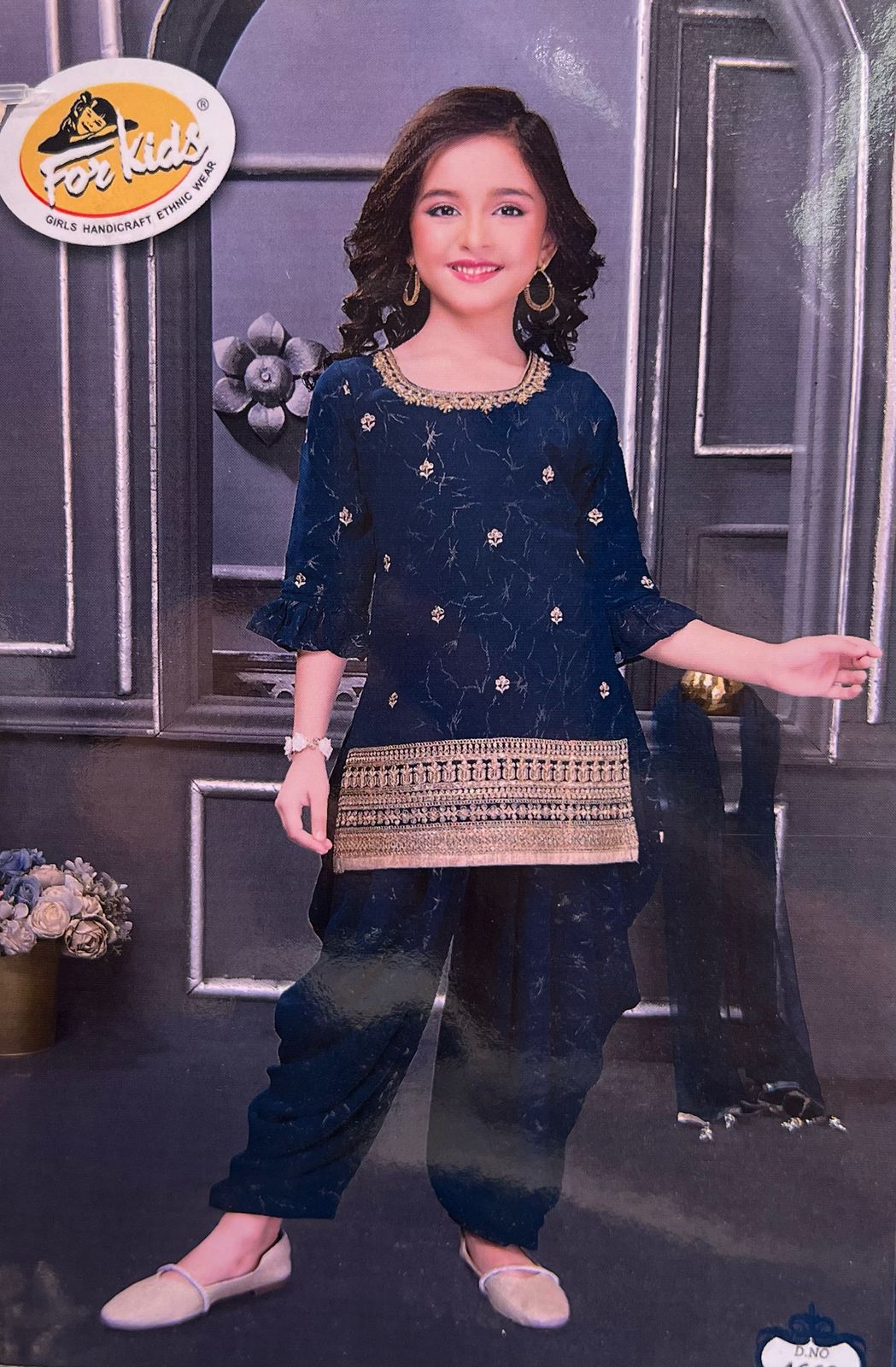 Navy Blue Salwar Suit Set For Kids