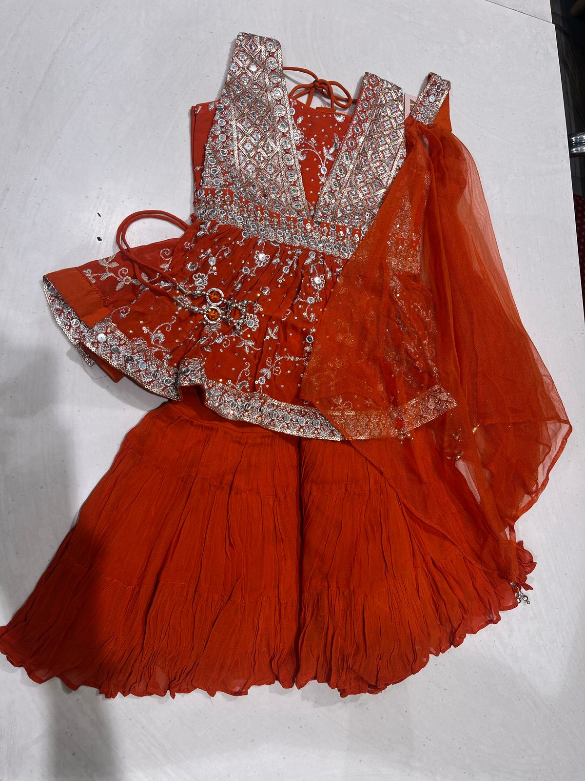 Readymade Orange Sharara Suit Set