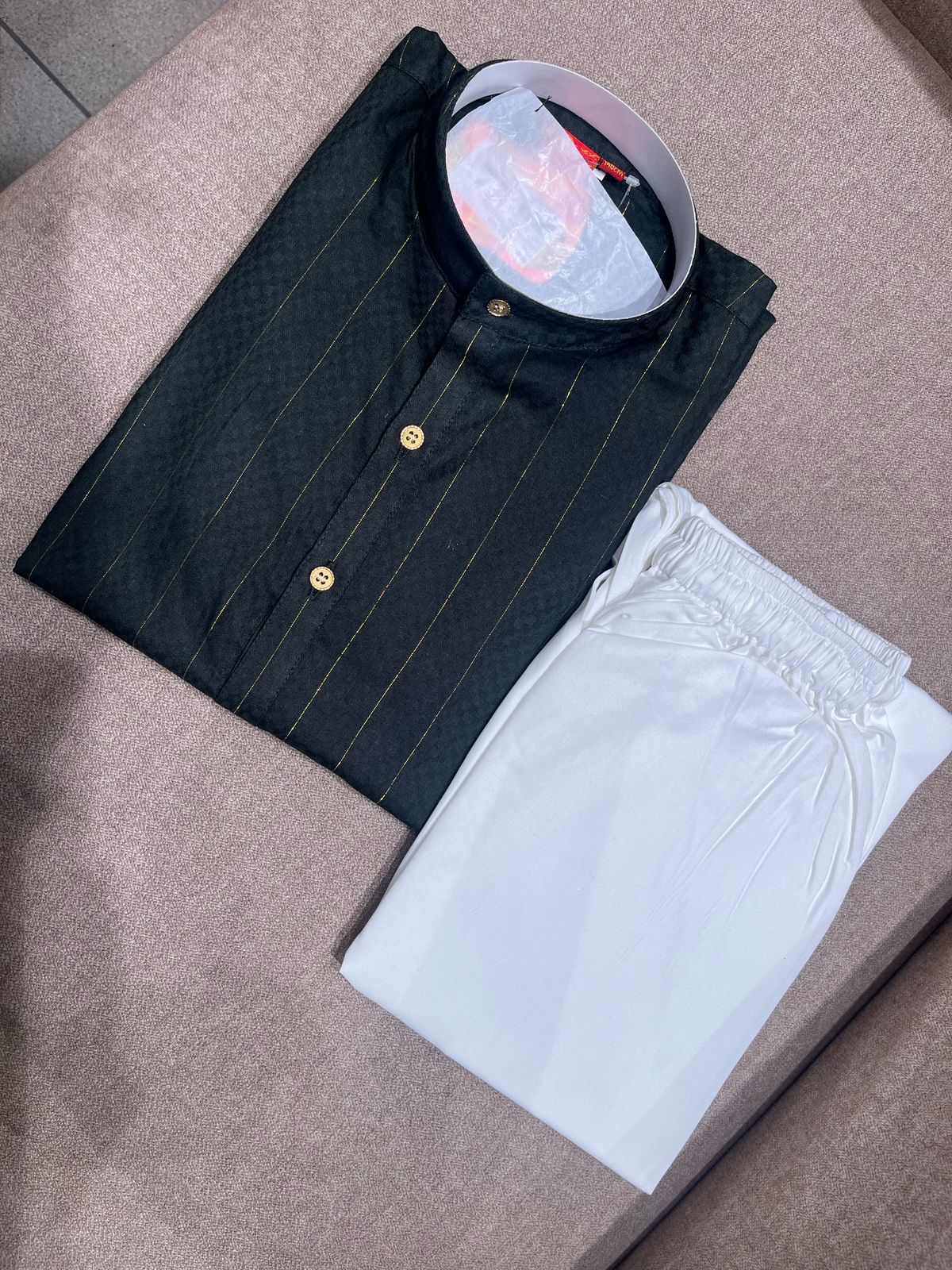 Stunning Black Readymade Kurta Trouser Set For Kids