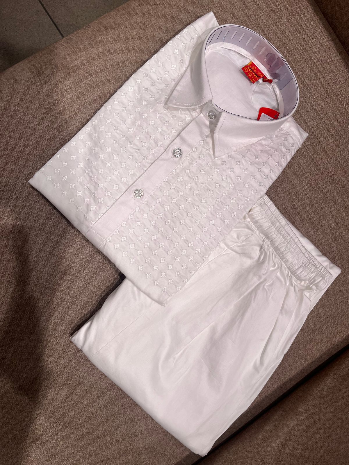 Timeless Ivory Kurta Trouser Set For Kids