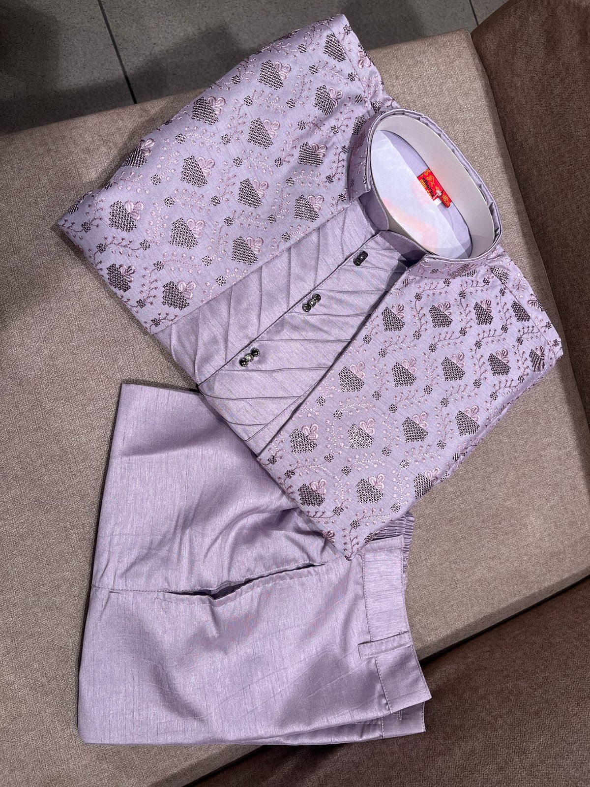 Lavender Jacket Trouser Set For Kids