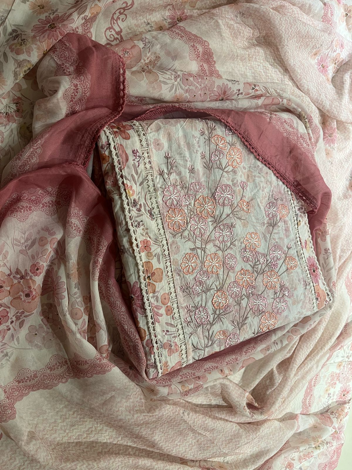 Unstitched Floral Cotton Fabric Suit Set