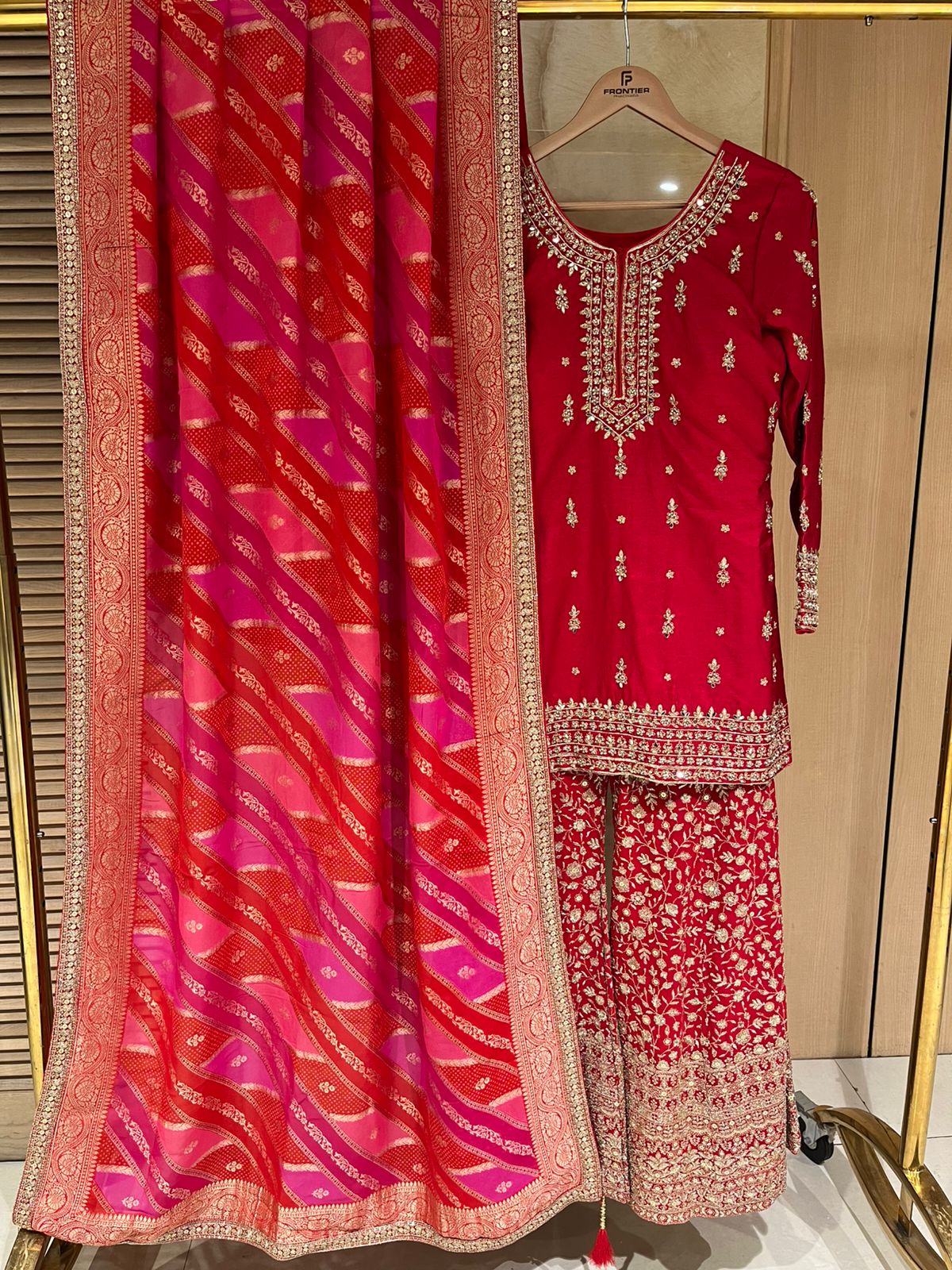 Sophisticated Red Readymade Sharara Suit Set