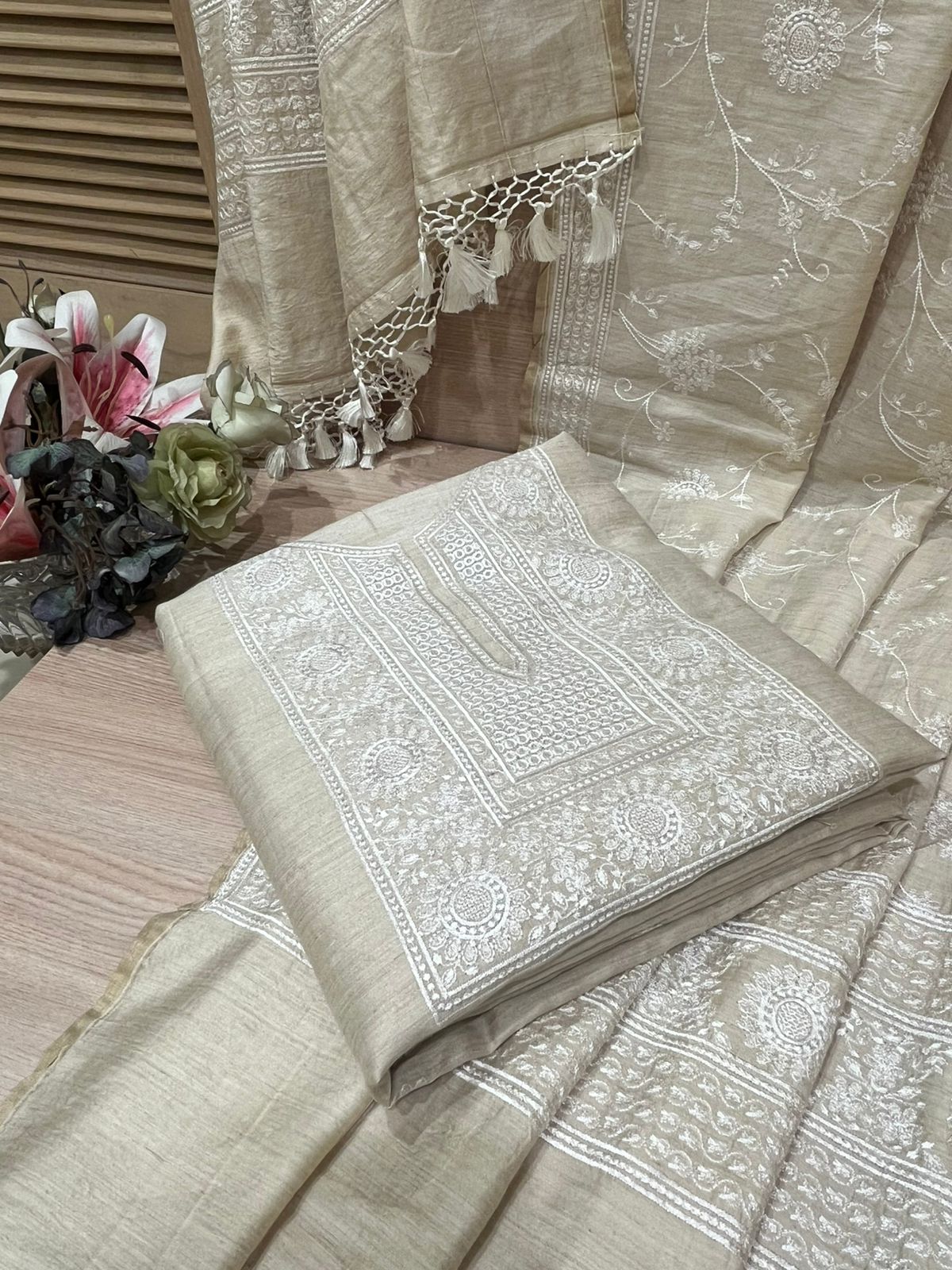 Light Beige Unstitched Suit Set