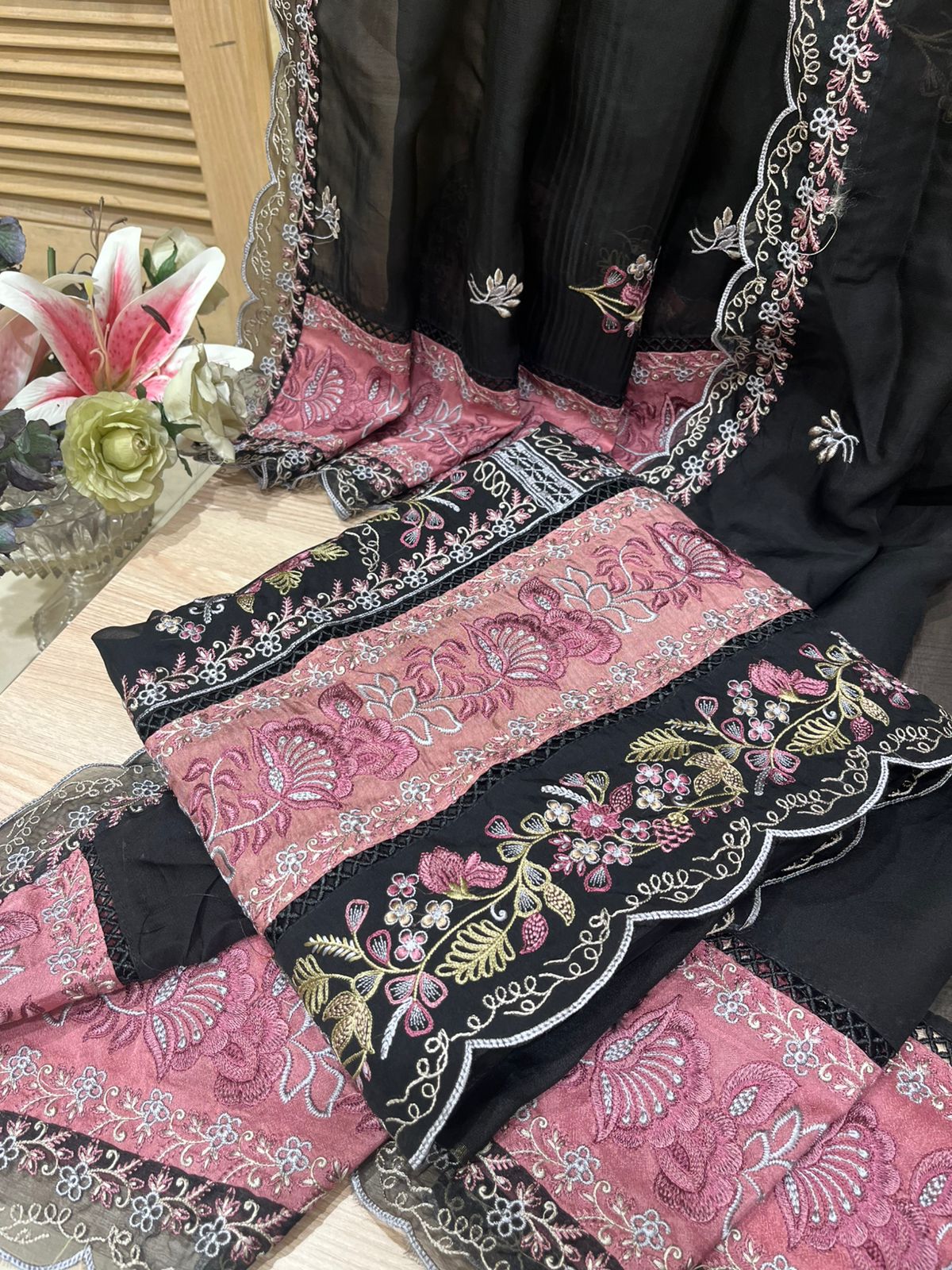 Sophisticated Black Unstitched Suit Set