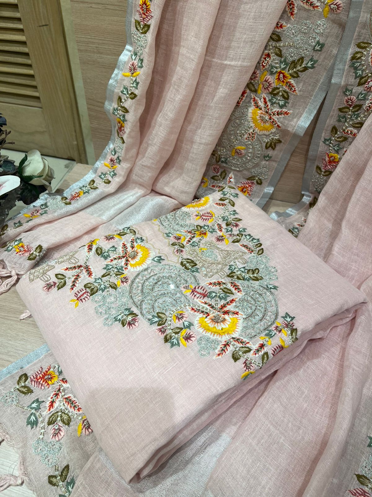 Adorable Baby Pink Unstitched Suit Set