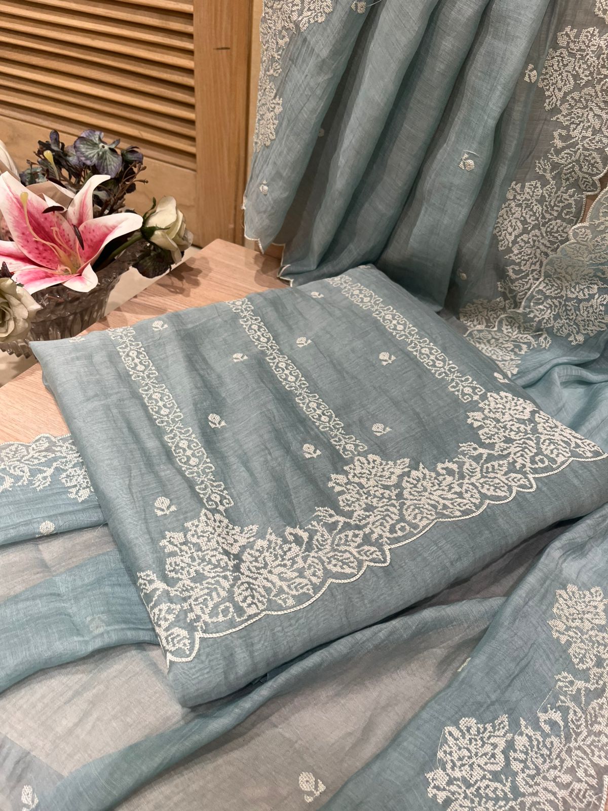 Dusty Blue Unstitched Suit Set