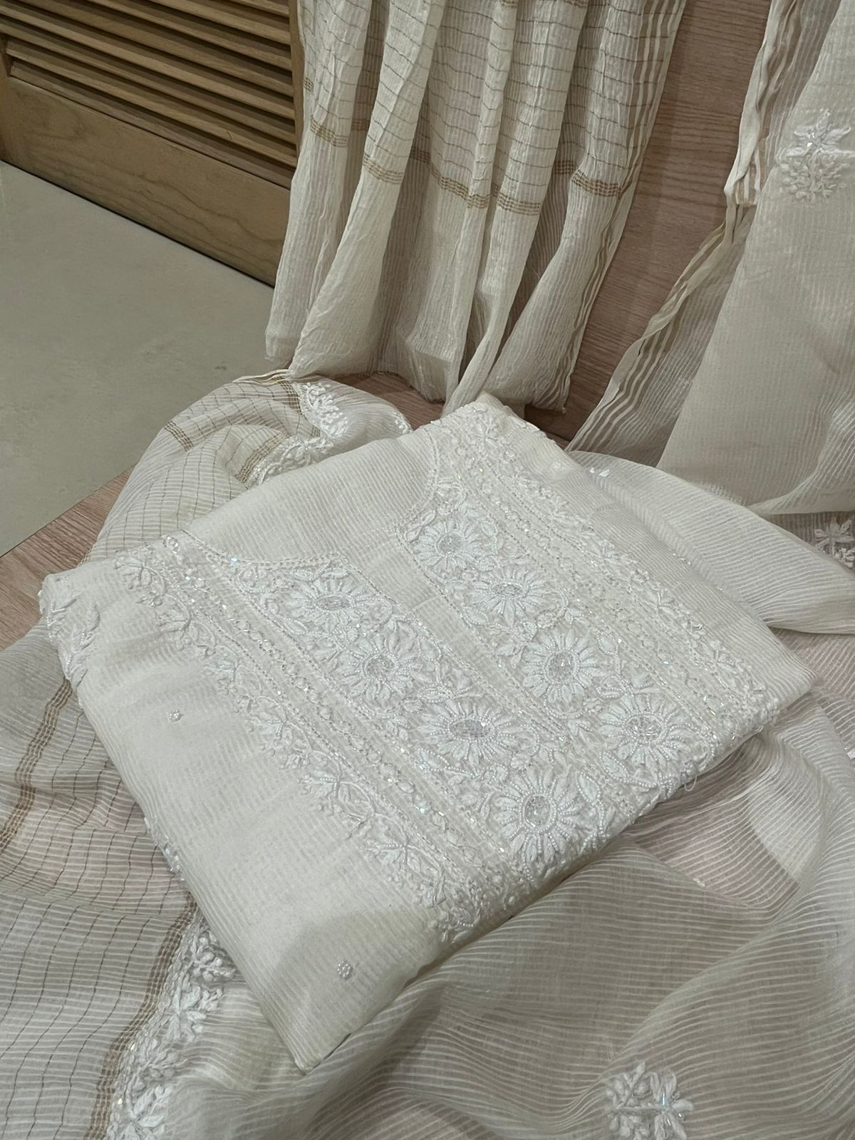 Unstitched White Embroidered Suit Set