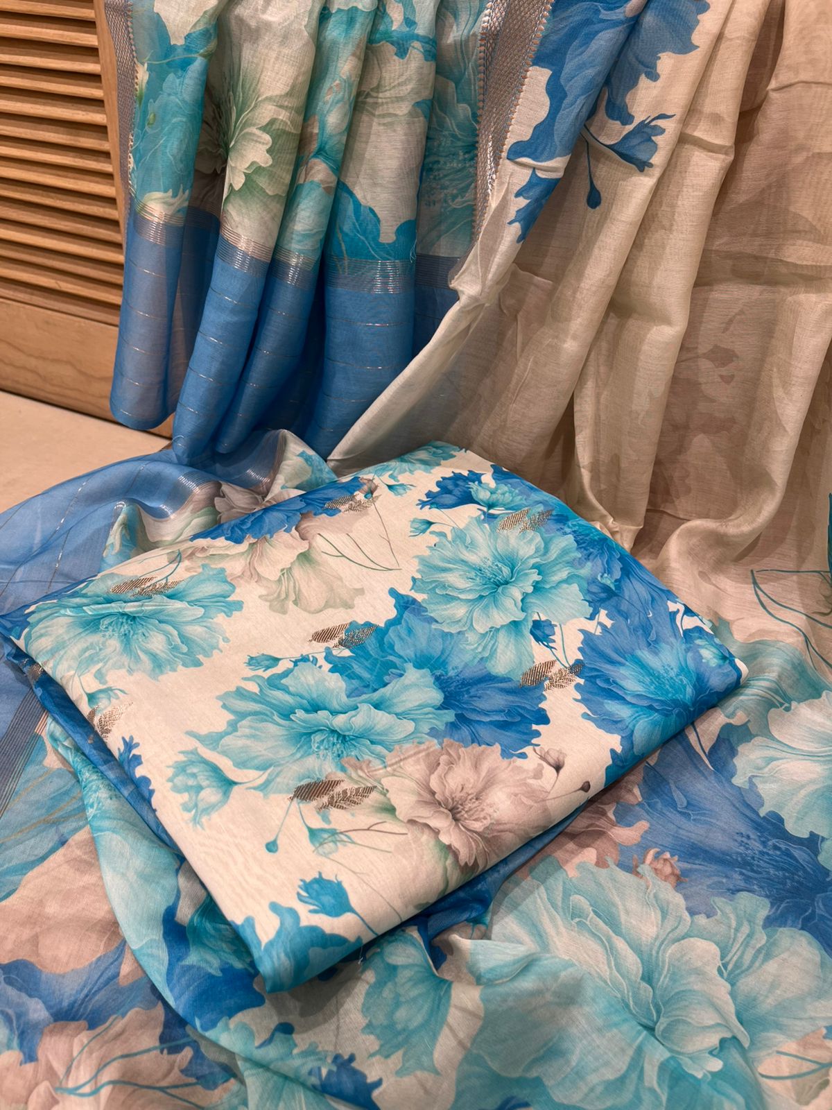 Gorgeous Beige Unstitched Suit Set