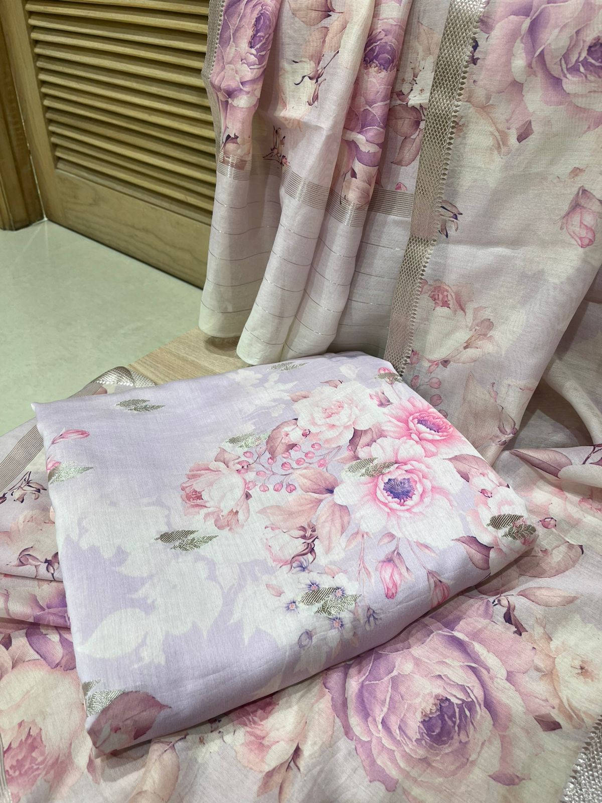 Delightful Light Purple Unstitched Suit Set