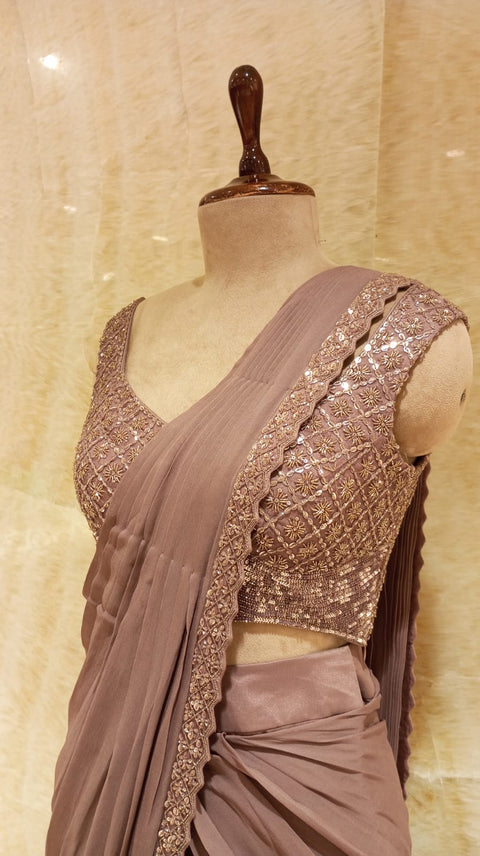 Dusty Move Lycra Pre- Drape Saree