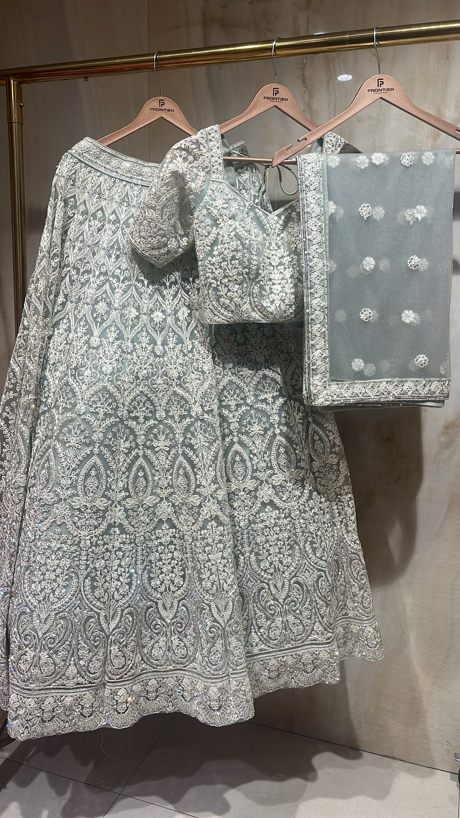 Dazzling Silver Grey Readymade Lehnga Set