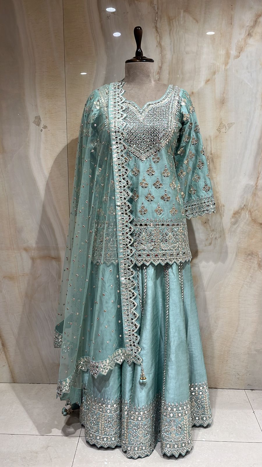 Wonderful Pastel Blue Ready To Wear Shrara Suit